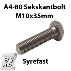 Sekskantbolt M10x35mm A4-80 ISO4017