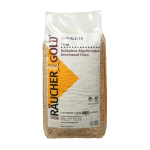 RÄUCHERGOLD® KL 2-16. 6-12mm Røykeflis av bøk. 15kg.